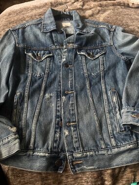 Able Merly Distressed Light Blue Denim Jacket in EUC
